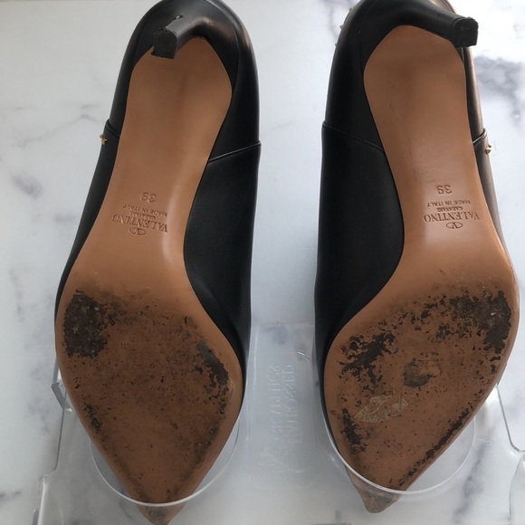 Valentino Garavani Rockstud Leather Heeled Ankle Booties Blk EU 39/ US Size 9 - Picture 14 of 16